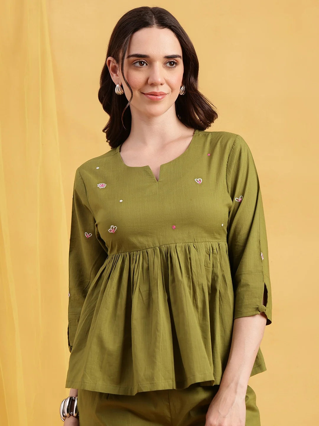 Cotton Co-Ord Set – Blue Top & Wide Pants
