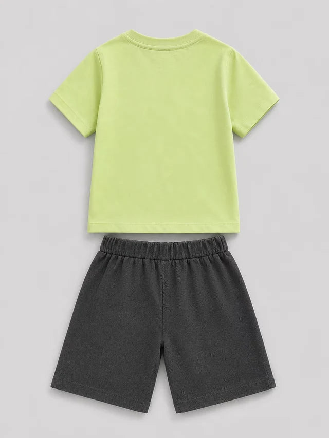 Pink Sunflower T-Shirt & Navy Shorts Set for Kids