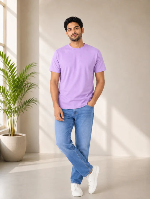 Men's Lavender 100% Cotton T-Shirt | 180 GSM Premium Regular Fit