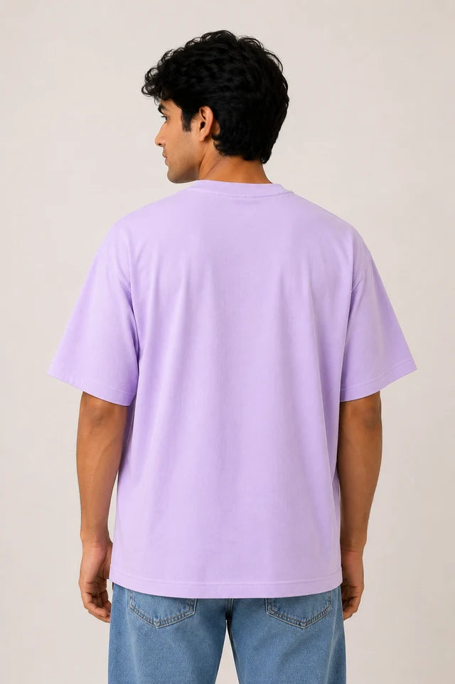 Men's Lavender 240 GSM 100% Cotton French Terry Oversized T-Shirt