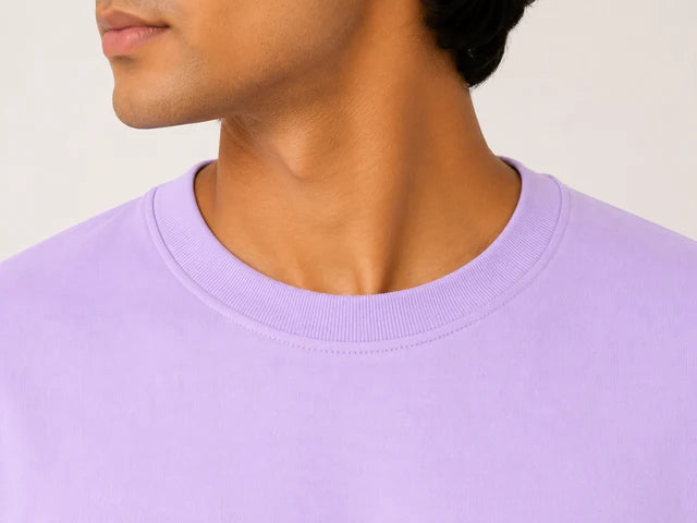 Men's Lavender 240 GSM 100% Cotton French Terry Oversized T-Shirt