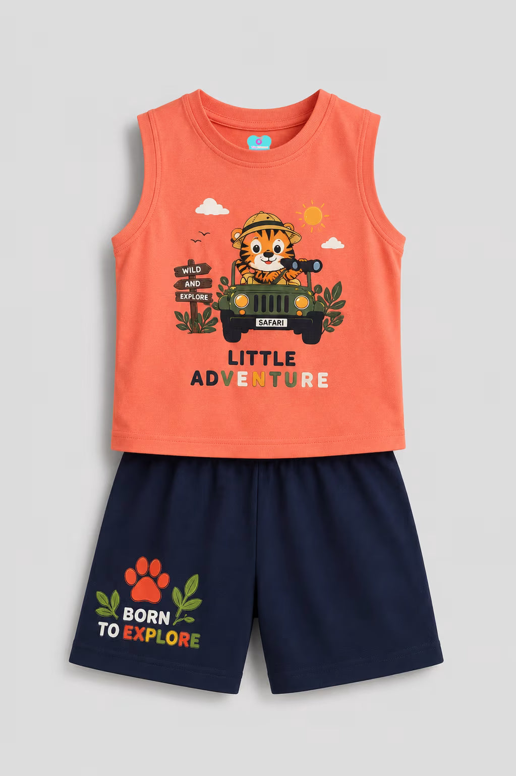 Little Adventure Safari 100% cotton co-ord set for boys
