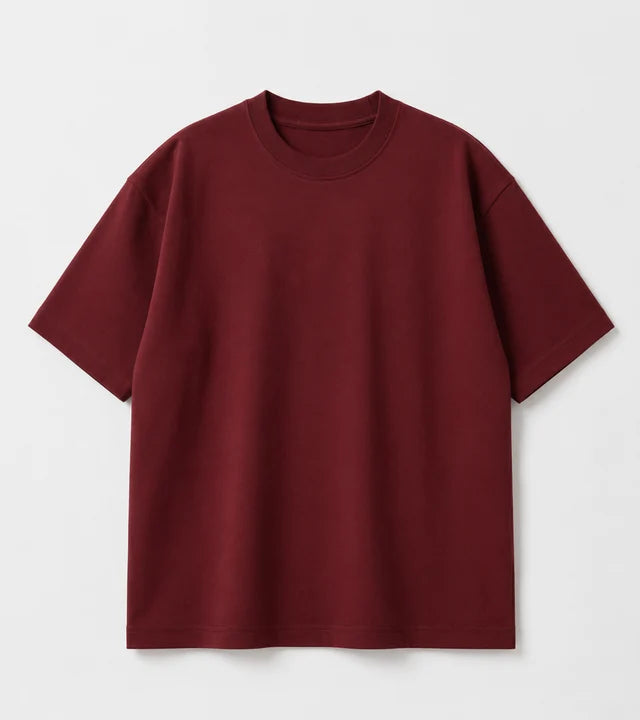Men's Maroon 240 GSM 100% Cotton French Terry Oversized T-Shirt
