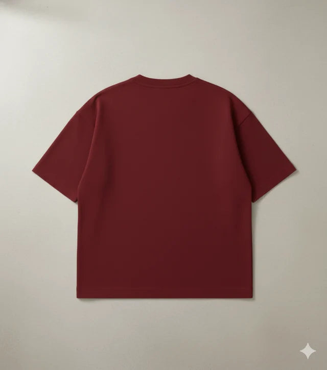 Men's Maroon 240 GSM 100% Cotton French Terry Oversized T-Shirt