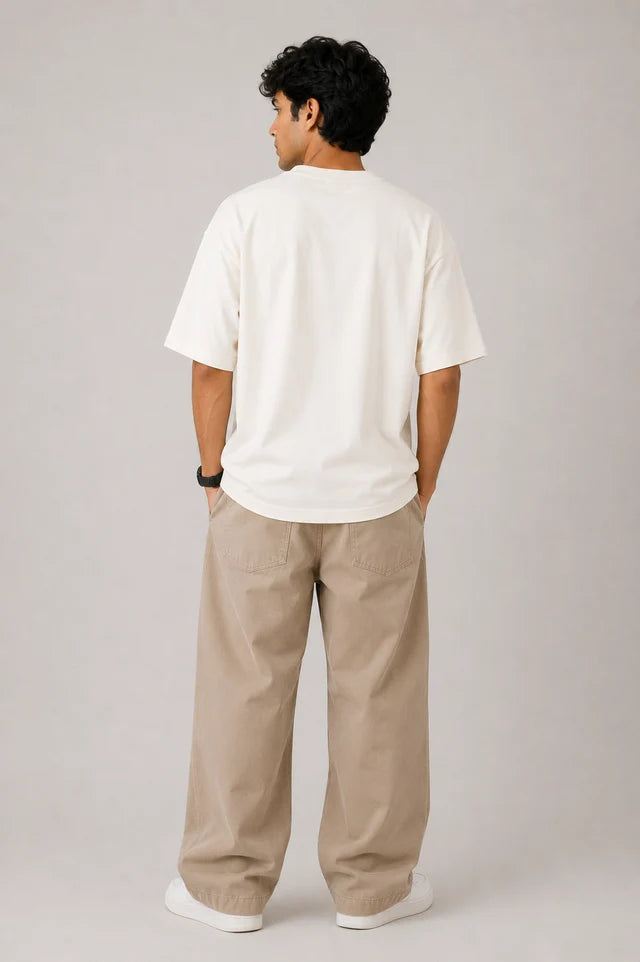 Men's Off-White 240 GSM 100% Cotton French Terry Oversized T-Shirt