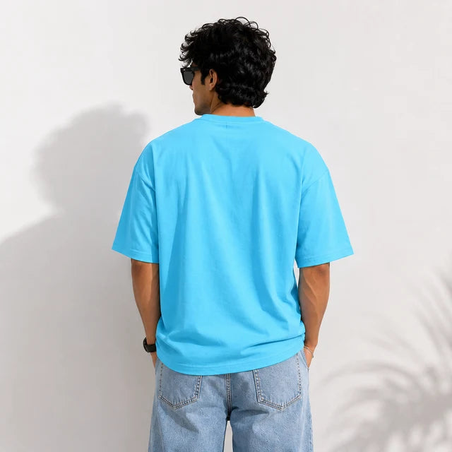 Men's Powder Blue 240 GSM 100% Cotton French Terry Oversized T-Shirt