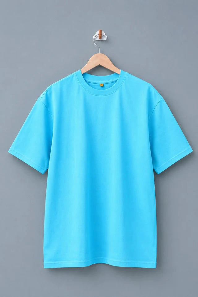 Men's Powder Blue 240 GSM 100% Cotton French Terry Oversized T-Shirt