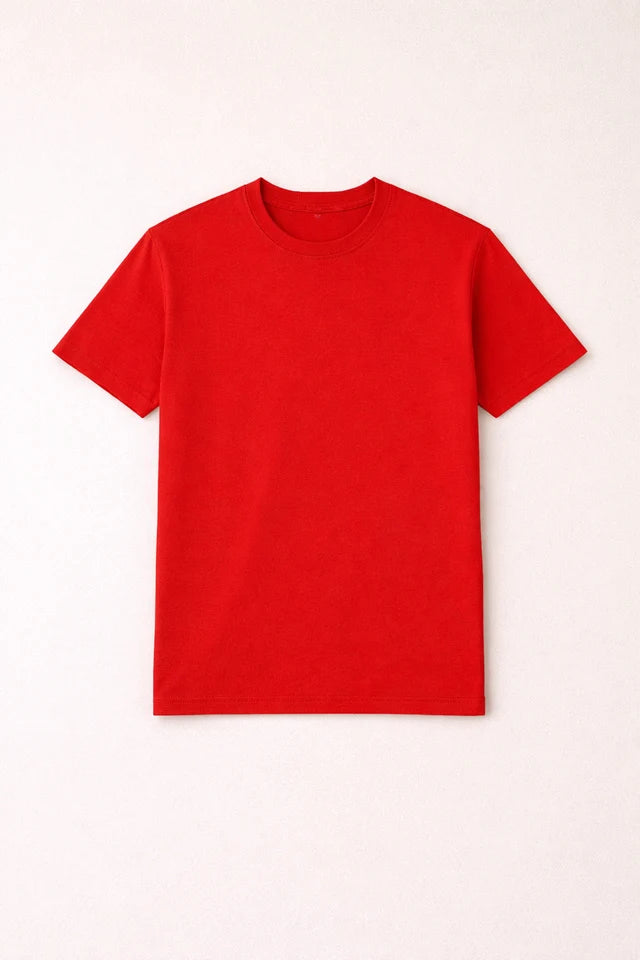 Men's Red 100% Cotton T-Shirt | 180 GSM Premium Regular Fit