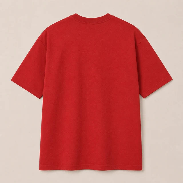 Men's Red 240 GSM 100% Cotton French Terry Oversized T-Shirt