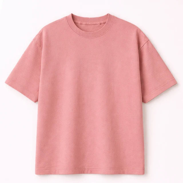 Men's Rose Pink 240 GSM 100% Cotton French Terry Oversized T-Shirt