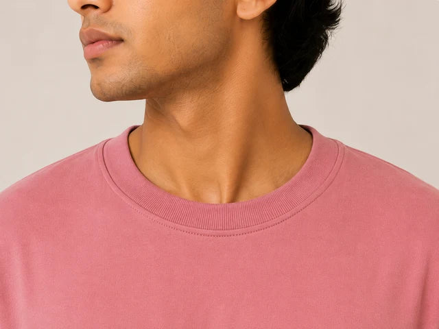 Men's Rose Pink 240 GSM 100% Cotton French Terry Oversized T-Shirt
