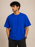 365BC men's royal blue 240 GSM 100% cotton French Terry oversized T-shirt