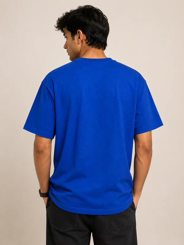 Men's Royal Blue 240 GSM 100% Cotton French Terry Oversized T-Shirt