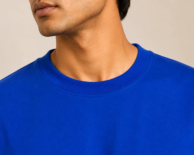 Men's Royal Blue 240 GSM 100% Cotton French Terry Oversized T-Shirt