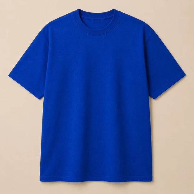 Men's Royal Blue 240 GSM 100% Cotton French Terry Oversized T-Shirt