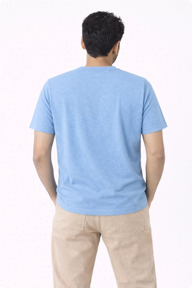 Men's Sky Blue 100% Cotton T-Shirt | 180 GSM Premium Regular Fit