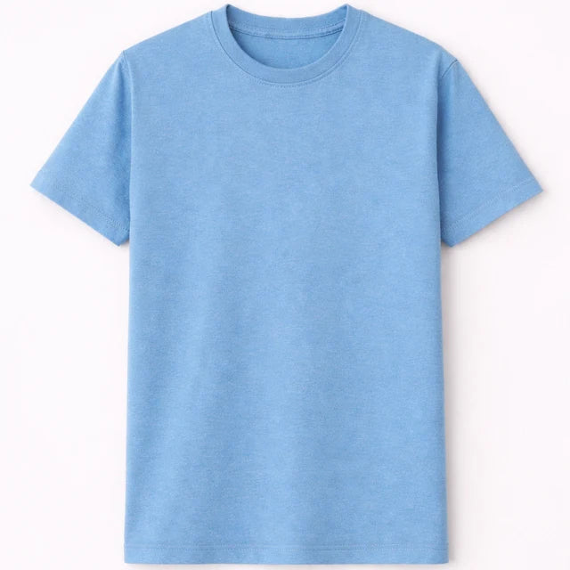 Men's Sky Blue 100% Cotton T-Shirt | 180 GSM Premium Regular Fit