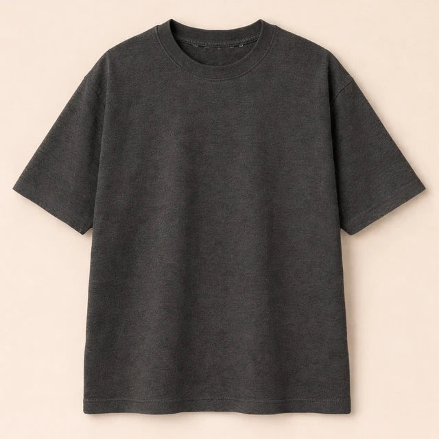 Men's Charcoal 240 GSM 100% Cotton French Terry Oversized T-Shirt